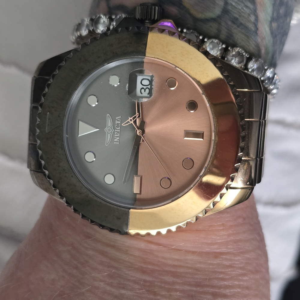 INVICTA 47mm Automatic Two-Tone Black & Rosegold Watch